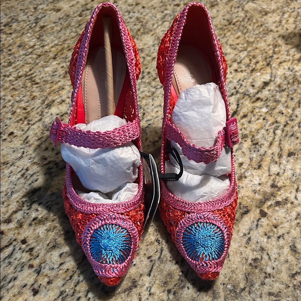 Zara Vibrant Pink and Blue Heels